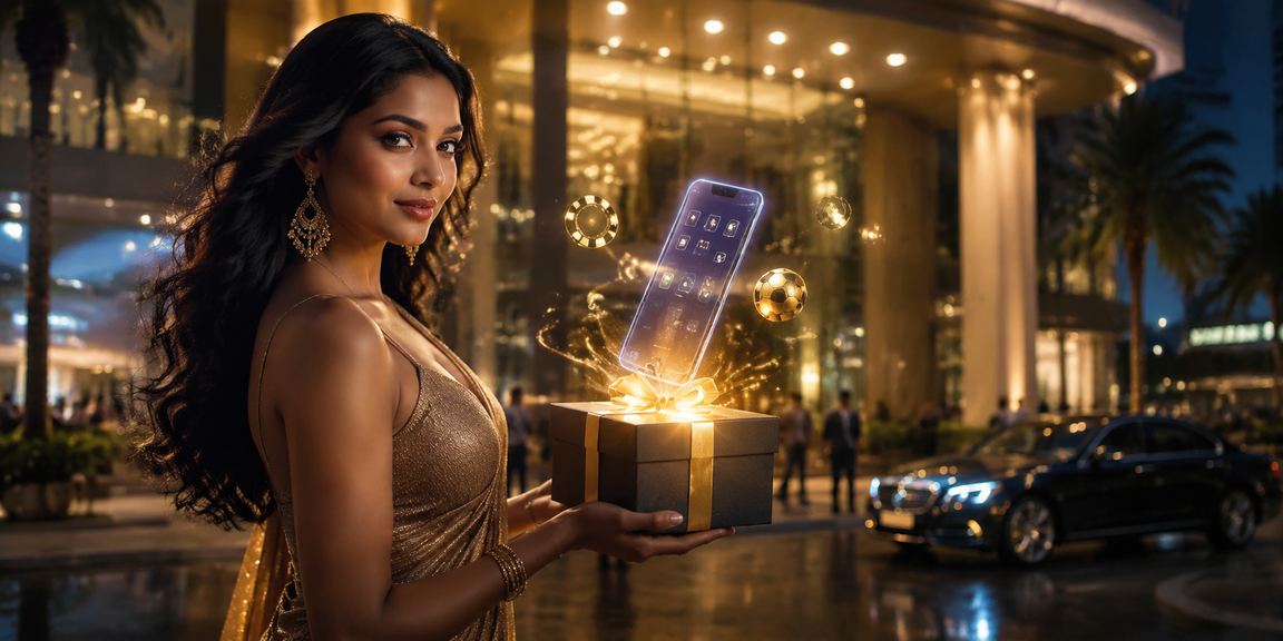 Indian woman using casino app on mobile device