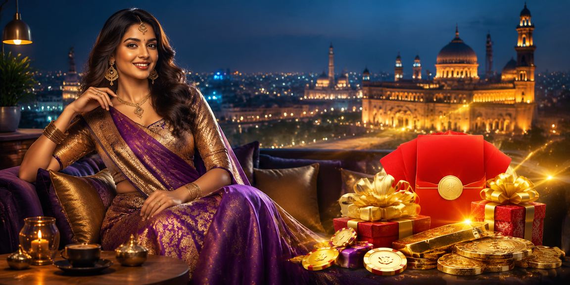 Indian marketplace vibrant with cultural colors and lights